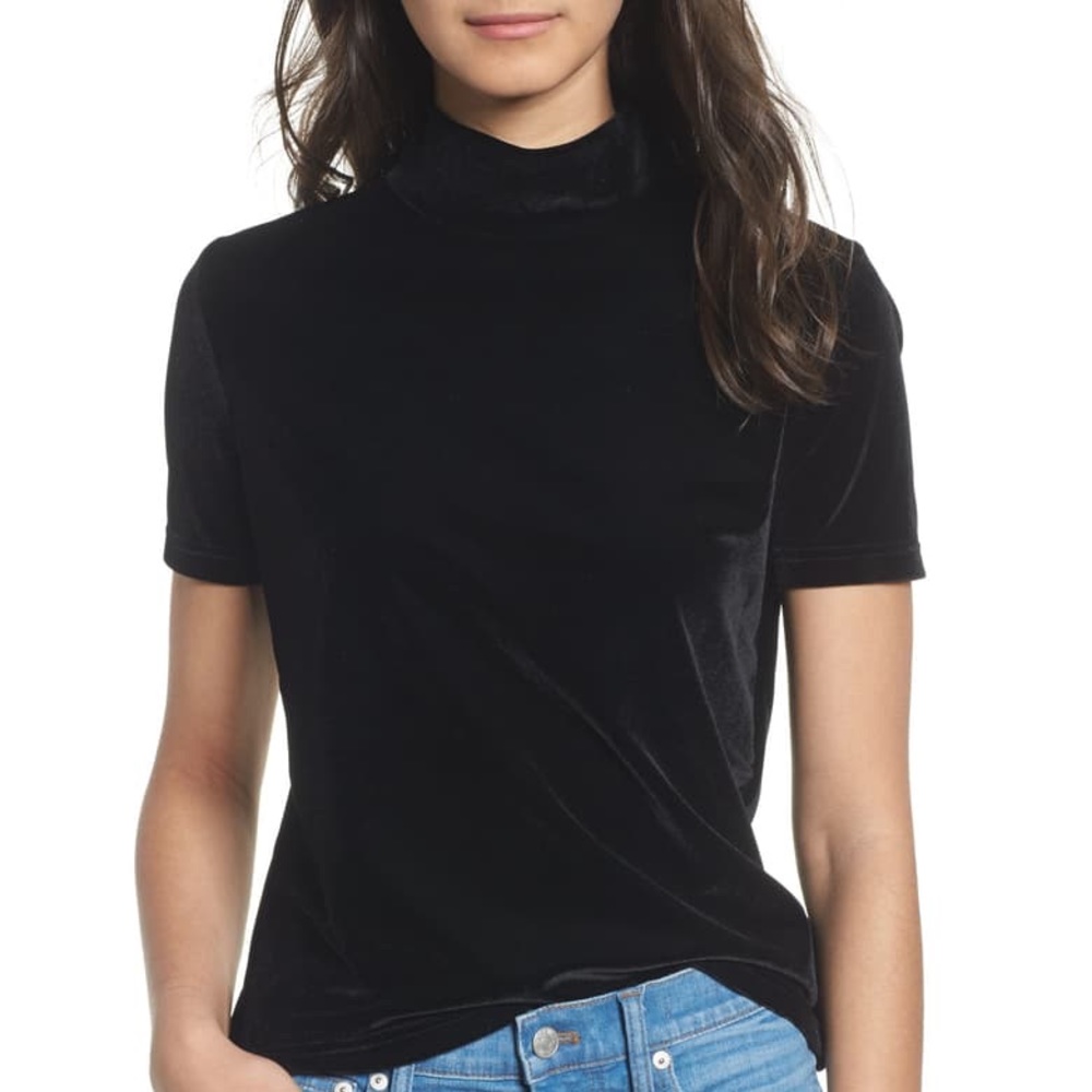 Madewell velvet mock neck tee size s